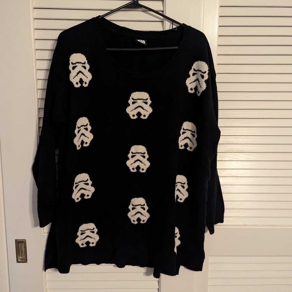 Star Wars Black Sweater with White Stormtrooper Pattern Her Universe Size 1